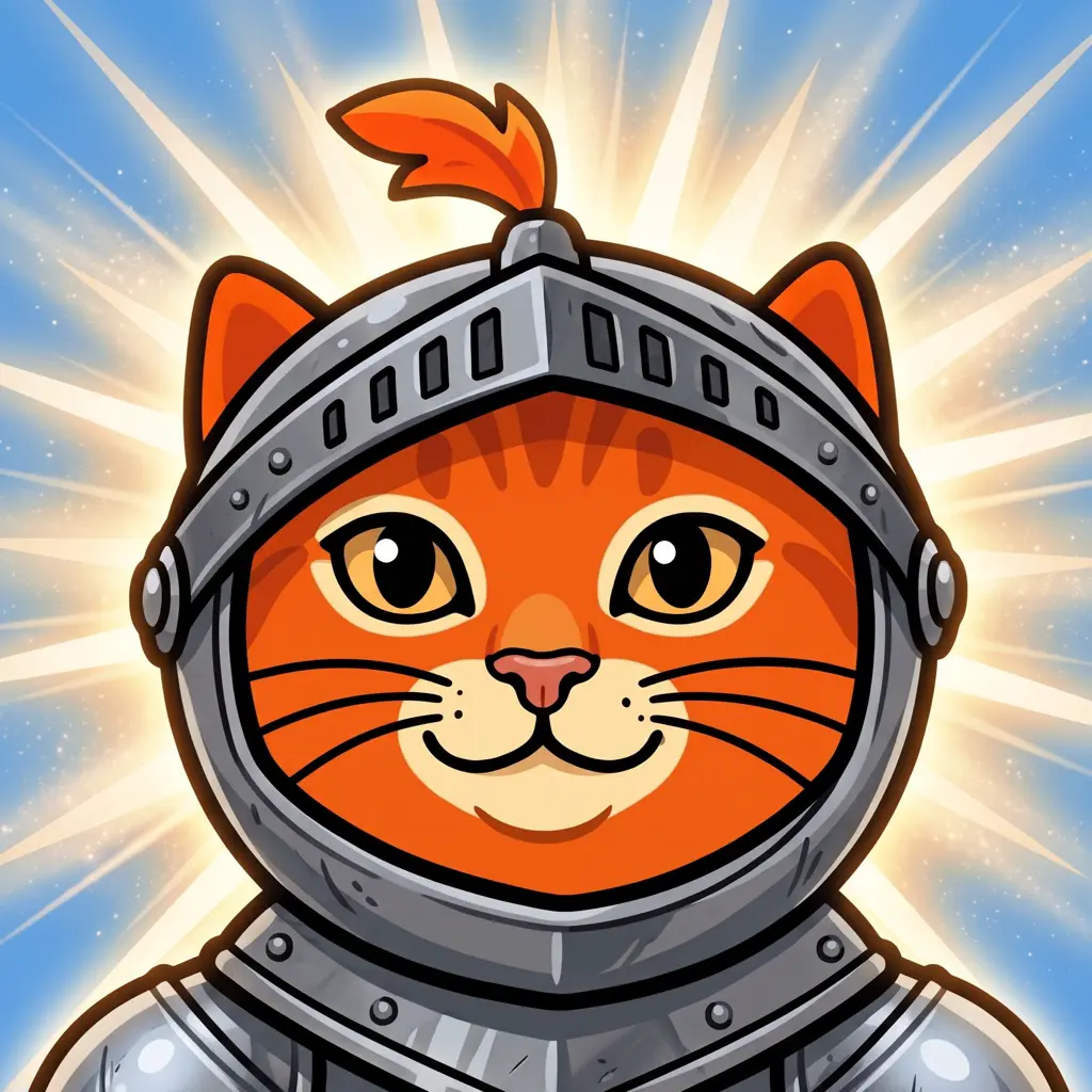 The ActionReward app icon: an orange cat-knight in a helmet